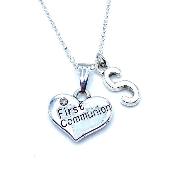 First Communion Necklace Heart Rhinestone - Picture 4 of 7